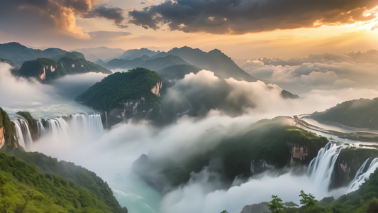 航拍中国三峡瀑布风景视频