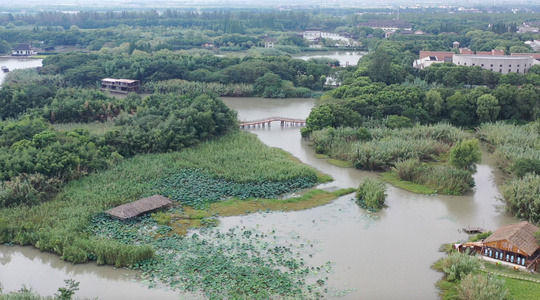 江苏常熟沙家浜水乡风光航拍4K视频视频