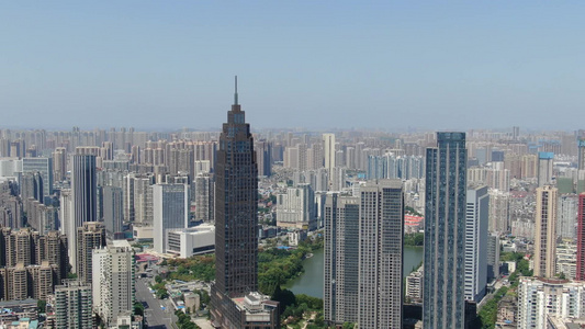 航拍湖北武汉城市建设地标建筑视频