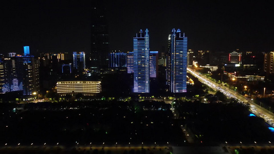 航拍湖北武汉城市夜景灯光视频