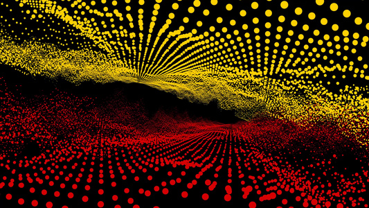 未来派抽象红黄波形维球振荡可视化波技术数字表面视频