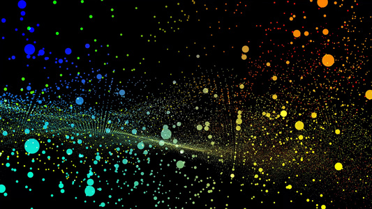 未来派抽象彩虹波形维度球振荡可视化波技术数字表面视频