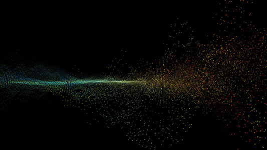 未来派抽象彩虹粒子螺旋波形维度球振荡可视化波技术数字视频