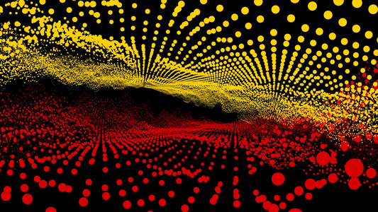 未来派抽象红黄维度波形球振荡可视化波技术数字表面视频