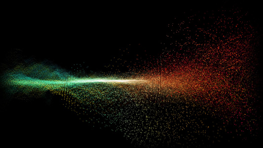 未来派抽象彩虹粒子螺旋波形尺寸百万球振荡可视化波技术视频