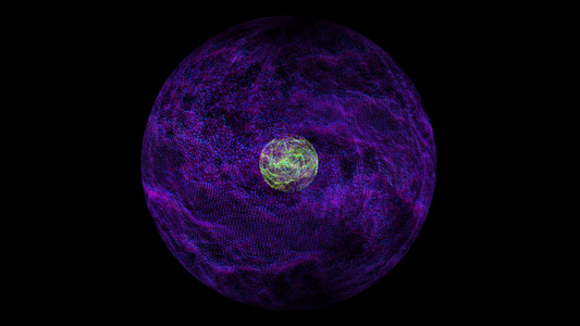 抽象绿色柠檬核心可视化波技术数字紫外球表面视频