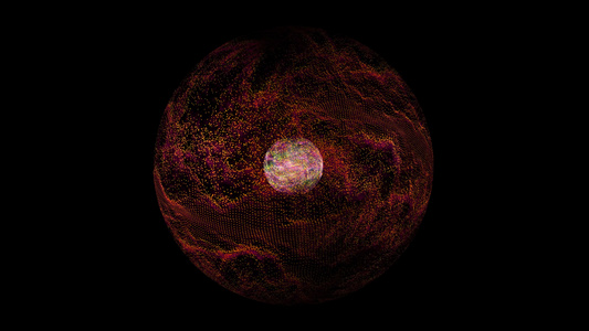 抽象彩芯可视化波技术数字紫能球面与彩虹强力外创视频