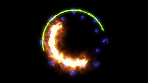 Absract魔力热橙电和绿色能源循环线照亮所有轮流20秒视频