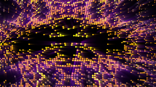 反射抽象数字聚光灯快速闪烁黑色屏幕上的金黄色紫色色调视频