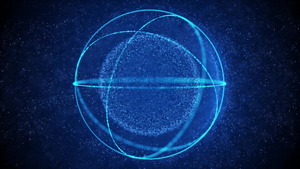 唯美蓝色粒子球体14秒视频