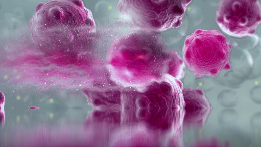 冷冻状态下受损和分解的癌症细胞动动画视频