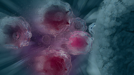 冷冻状态下受损和分解的癌症细胞动动画视频