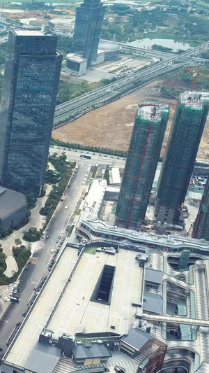 高清航拍桂林临桂新区金贸中心双塔高楼开发区69秒视频