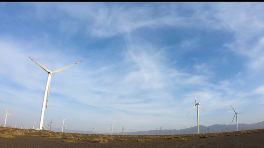 电力电网风电厂风车基础设施视频