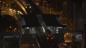 航拍城市夜晚轨道交通列车4k素材54秒视频