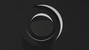 黑色商业背景与在框架中心旋转的圆圈窗框的移动3d动画7秒视频