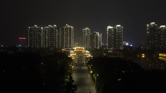 福建漳州城市夜景灯光航拍视频视频