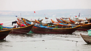 在维特南的传统渔船捕鱼26秒视频