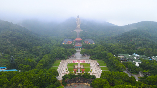 5A风景区无锡灵山大佛云雾飘渺航拍合集4K视频