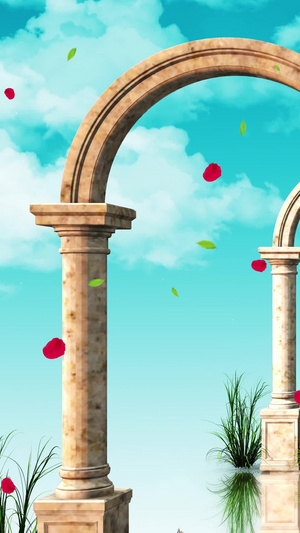 唯美的青石拱门背景素材天宫之境30秒视频