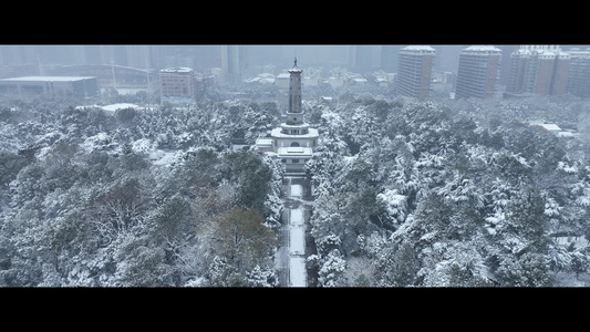 雪景烈士公园长沙视频