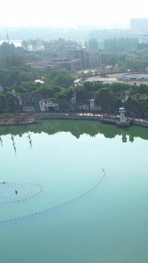 5A景区安徽芜湖方特欢乐世界主题乐园航拍视频安徽旅游47秒视频