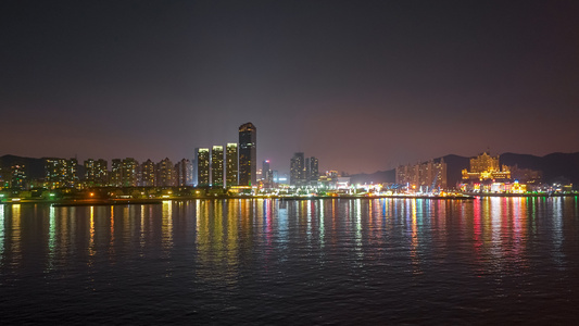 8K大连星海湾星海广场公园海边夜景视频