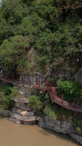 航拍5A长江采石矶文化生态旅游沿江栈道视频风景名胜视频