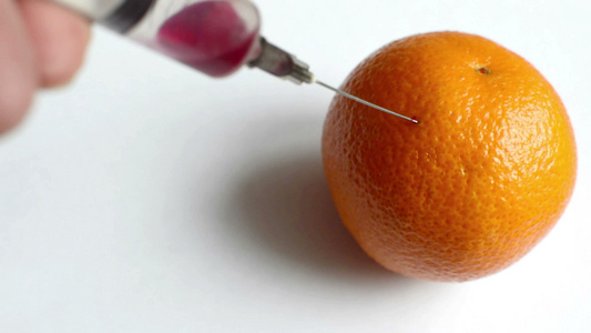 gmo注射针筒橙柑橘和鼻血视频