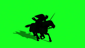 中世纪骑士骑马用剑和盾牌作战的休眠绿色屏幕上的动画18秒视频