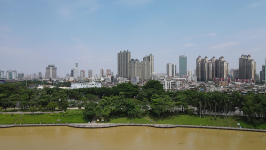 广东东江江边湿地航拍视频