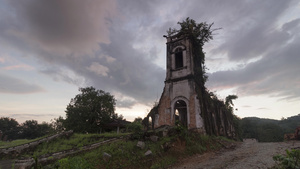 废弃教堂的日落时间19秒视频