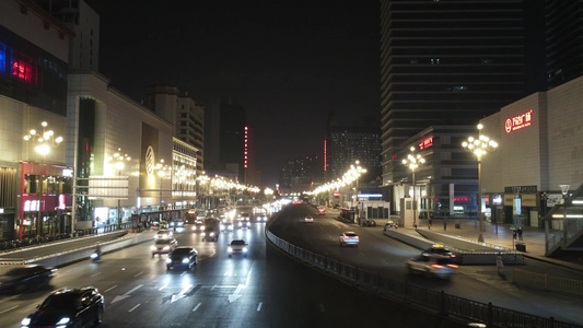 江西南昌八一路城市大道夜景交通车流量航拍视频视频