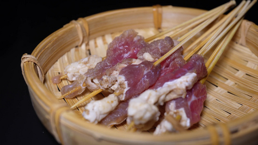 牛肉串小串肉串钵钵鸡炸串烤串美食视频