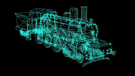 3D交接电线框架模型列车全息图运行视频