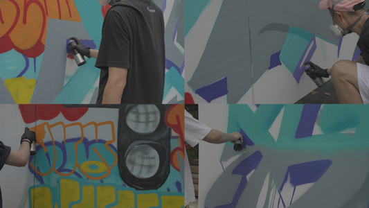 合集慢镜头升格拍摄城市街头文化艺术涂鸦墙4k素材视频