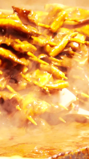素材慢镜头升格拍摄城市宵夜美食海鲜烧烤碳烤牛蛙制作过程合集慢动作84秒视频