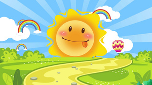 4K可爱儿童卡通动态太阳背景视频20秒视频