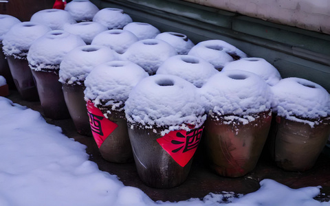 大雪中的酒坛子视频