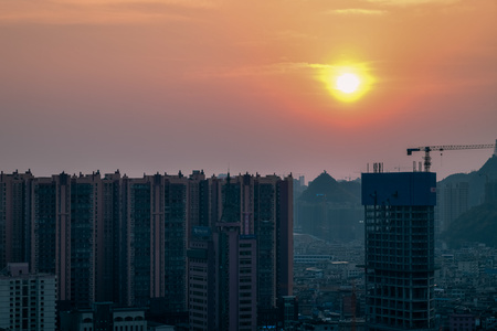 城市夕阳延时视频