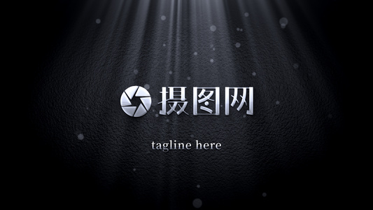 黑暗背景中缥缈粒子烟雾揭示出金属质感logo标志的AE模板视频