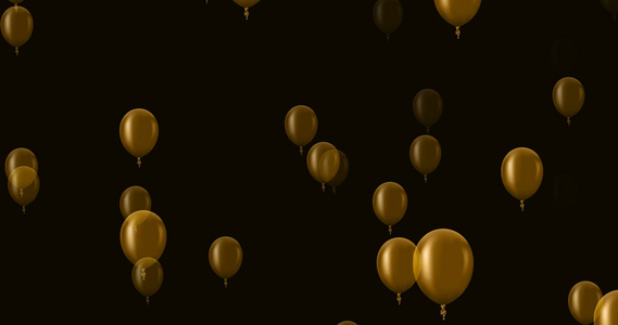 黑暗背景下金色气球的动画视频
