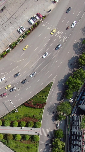 俯拍城市路口车流量延时交叉路12秒视频