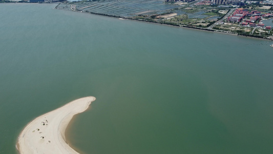 航拍福建泉州触角沙滩美景海边景点视频