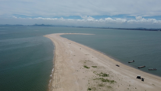 航拍福建泉州触角沙滩美景海边景点视频