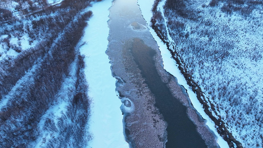 北方春季开河雪景视频