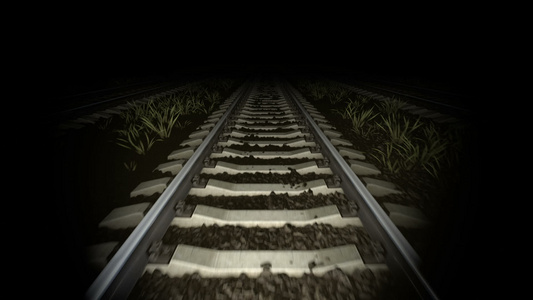 铁路之夜前回循环3D动画视频