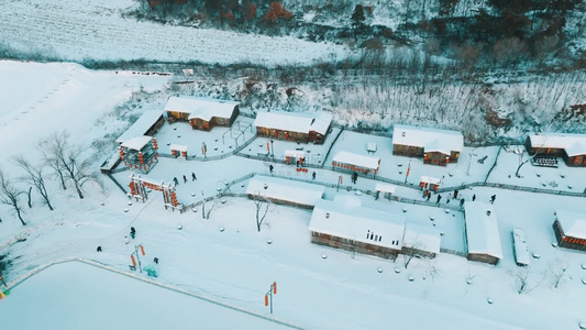 沈阳棋盘山雪乡航拍空镜视频