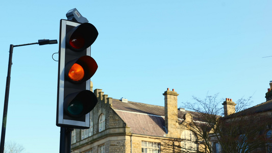 英国交通灯从绿灯改为红灯视频
