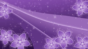 紫色背景带有鲜花和发光粒子19秒视频